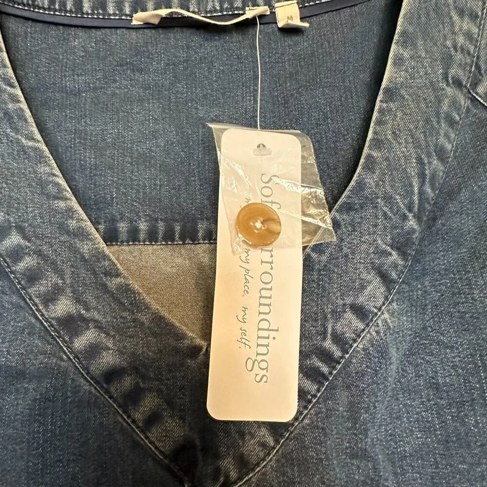 Soft Surroundings Positano Getaway Womens Shift Dress Medium Blue Denim‎ NWT - Picture 8 of 12